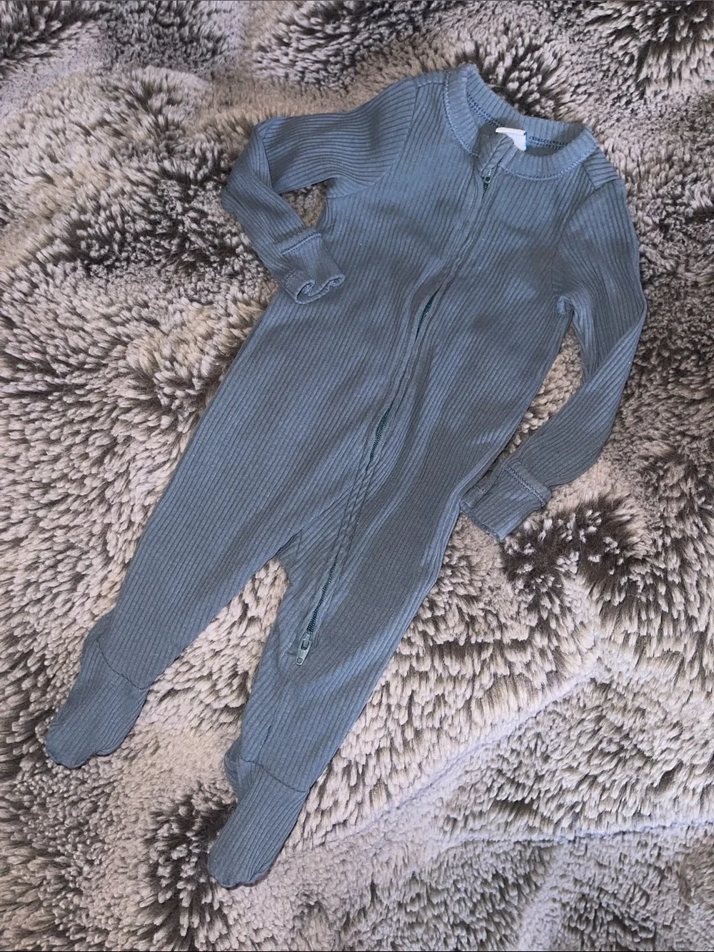 🌈 Old Navy Baby Boy Girl Sleeper Sz 0/3M Ribbed BLUE Pajamas